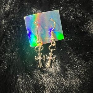 Silver Cross Dangle Earrings